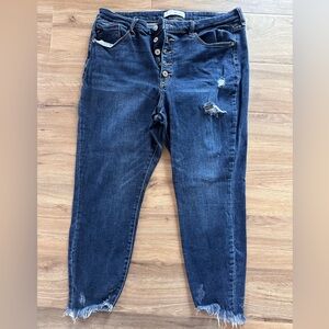 KanCan Dark Blue Distressed High Rise Jeans